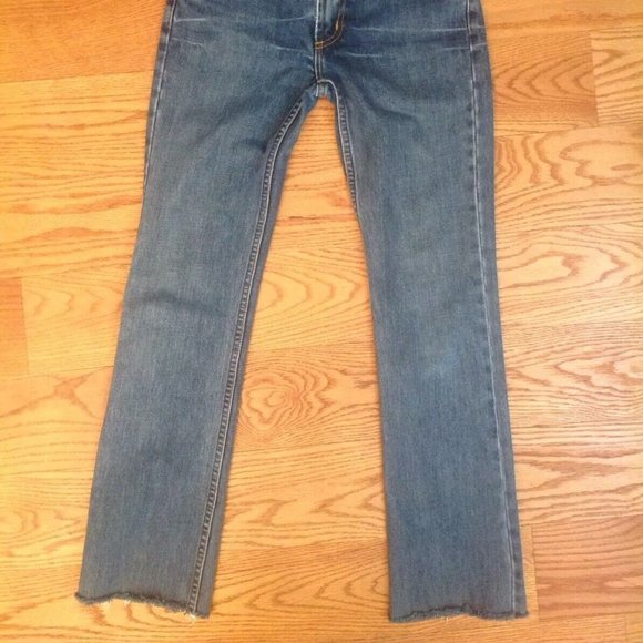 VTG Y2K EARL MID RISE JEANS BLUE COTTON DENIM WOMENS 25 28"x28.5" CROPPED USA - Picture 10 of 14